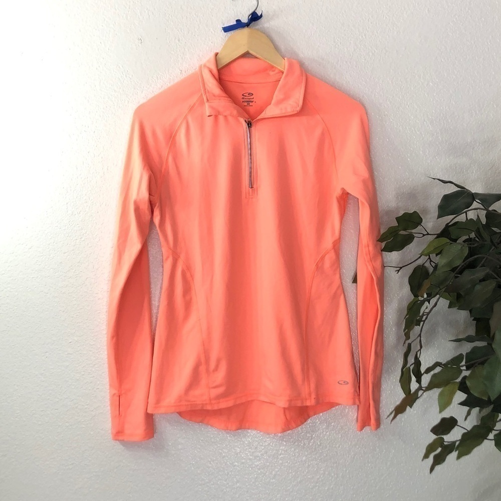 Neon Orange Champion Duodry Zip Sweatshirt
